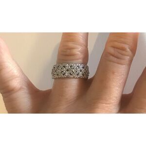 2Ct Pave Filigree Round Cut Genuine Diamond Simulant Wide Band Ring Sz 8